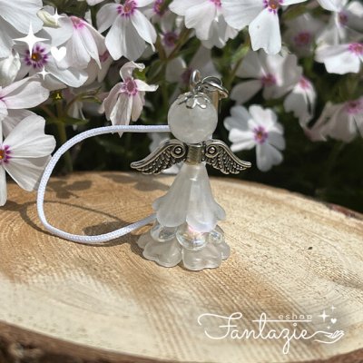 Atelier Fantazie Andílek pro štěstí s minerálem - Křišťál – Sleviste.cz