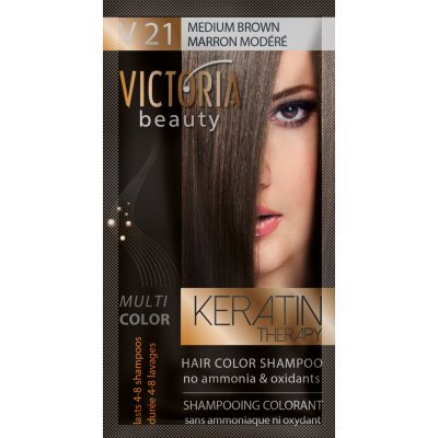 Victoria Beauty Keratin Therapy tónovací šampón na vlasy V 21 Medium Brown  4-8 umytí od 39 Kč - Heureka.cz