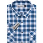 Greed pánská károvaná sportovní košile krátký rukáv modro-bílá s modrými lemy SK381 – Zboží Mobilmania
