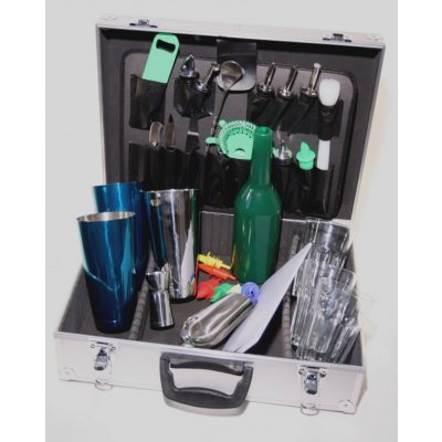 Barmanský kufr - světle modrý metal – Zboží Mobilmania