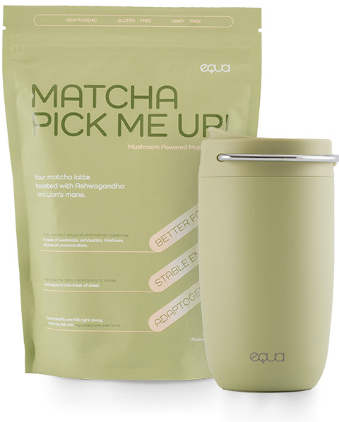 Equa sada produktů Matcha Pick Me Up + Cup Matcha 300 ml ekologický termohrnek na pití