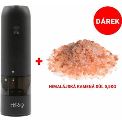 dRio AKU mlýnek na sůl a pepř černý + 0,5 kg soli – Zboží Mobilmania