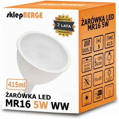 MILIO LED žárovka 12V MR16 5W 415 lm teplá bílá – Zboží Mobilmania