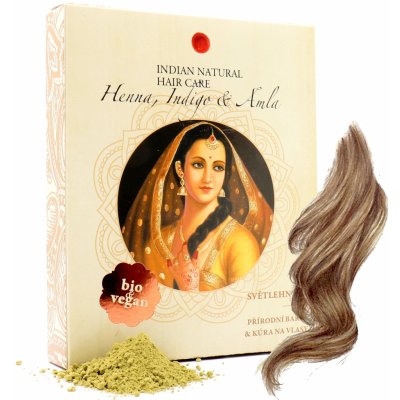 Indian Natural Hair Care Henna Indigo & Amla světlehnědá barva 200 g – Zboží Mobilmania
