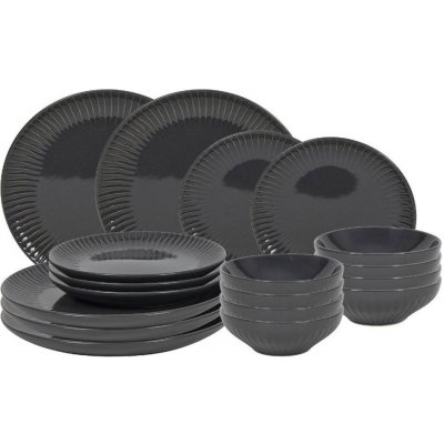 HIT Jídelní sada talířů lesklá šedá 18 ks – Zboží Dáma