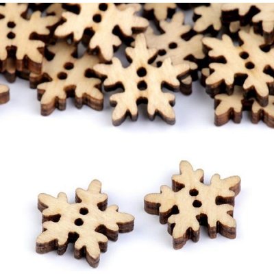Knoflík dřevěný sněhová vločka 18mm přírodní – Zboží Dáma
