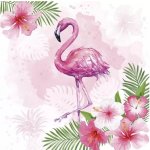 Ubrousek 33x33cm Plameňák a ibišek – Zboží Dáma