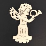 AMADEA Dřevěná ozdoba anděl s lesním rohem 9 cm – Hledejceny.cz