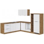 Held Möbel Florenz Rohová kuchyňská linka 240 cm barva čela bílá matný barva korpusu dub světlý matný – Zboží Dáma