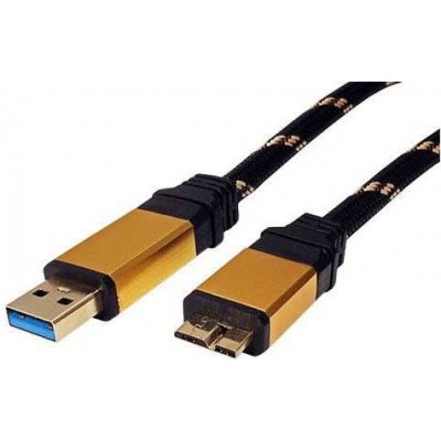 Roline 11.02.8878 Gold USB 3.0 SuperSpeed USB 3.0 A(M) - micro USB 3.0 B(M), 0.8m, černo/zlatý