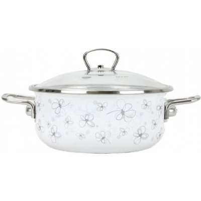 BELIS Smaltovaný rendlík se skleněnou poklicí 20 cm 2.3 l PREMIUM bílý 72920-041DPIN3 – Sleviste.cz
