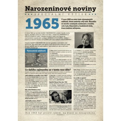 Narozeninové noviny 1965 s vlastním textem a fotografií S fotografií a textem – Zboží Dáma