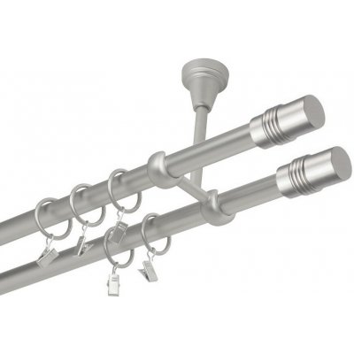 OK-GarnýžeCZ Garnýž kovová dvouřadá 16mm Cylinder double satina 220 cm do stropu / kroužky s žabkou – Hledejceny.cz