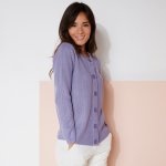 Blancheporte Propínací svetr s hladkým vzorem lila – Zboží Mobilmania