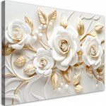 Gario Obraz na plátně Bílé růže se zlatými listy Rozměry: 60 x 40 cm – Hledejceny.cz