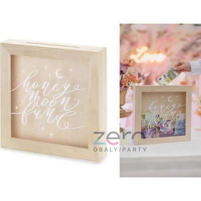 Krabička (truhlička) svatební dřevěná na přání/peníze 30x30 cm - přírodní s tiskem – Hledejceny.cz