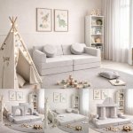 Juskys Dětská pohovka Kayo 150x75x50 cm béžová – Zboží Dáma