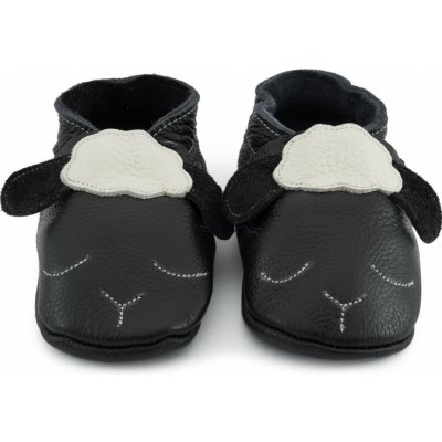 Ebooba Kožené capáčky s koženou podrážkou ovečka Černá – Zbozi.Blesk.cz