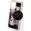 Pouzdro a kryt na mobilní telefon Apple Pouzdro 1Mcz Liquid Hexagon Sparkle ochranný s přesýpacím efektem třpytek Apple iPhone 12, iPhone 12 Pro černé