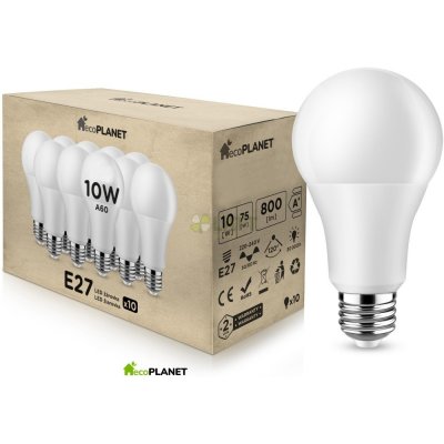 EcoPlanet 10x LED žárovka E27 10W 800Lm neutrální bílá – Zbozi.Blesk.cz