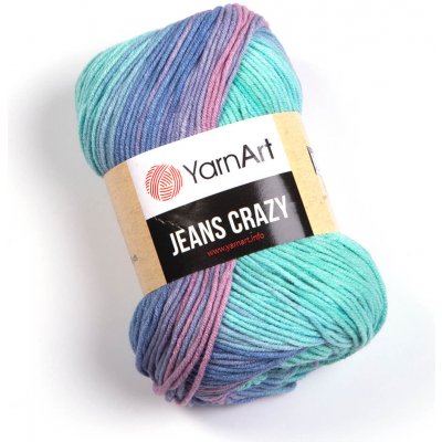 Yarn Art Jeans Crazy 8203 mentolová a fialková