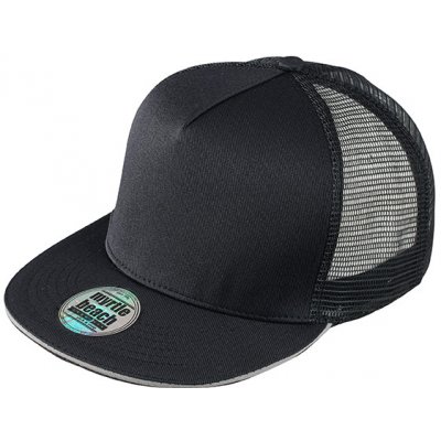 Myrtle Beach Pro Cap Mesh 5 Panel s rovným kšiltem Černá Šedá světlá