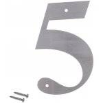 Číslo domovní 5, s otvory, broušená nerez AISI304 – Zboží Mobilmania