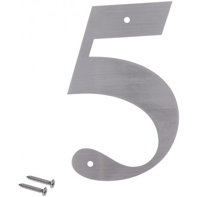 Číslo domovní 5, s otvory, broušená nerez AISI304 – Zboží Mobilmania