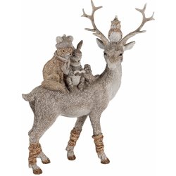 Dekorativní soška jelena se zvířátky na hřbetu 20*8*25 cm