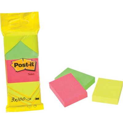 3M Samolepicí bločky Post-it - 51 mm x 38 mm / 3 x 100 lístků neon – Hledejceny.cz