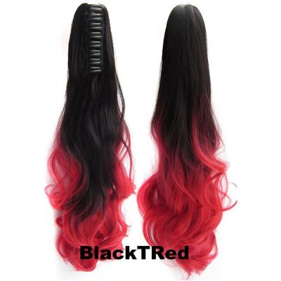 Girlshow Culík, cop na skřipci - vlnitý 55 cm - Ombre styl odstín Black T Red – Hledejceny.cz