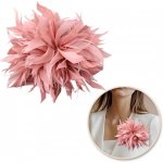 Flamenco Mystique Ozdobná brož, skřipce do vlasů 2v1 pírka pudrově růžová BZ207R CA31205 – Zboží Dáma