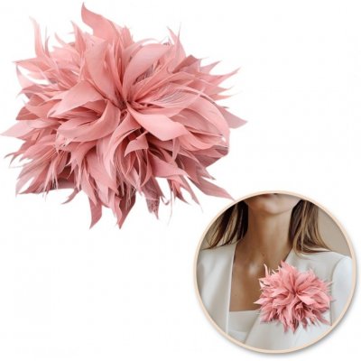 Flamenco Mystique Ozdobná brož, skřipce do vlasů 2v1 pírka pudrově růžová BZ207R CA31205 – Zboží Dáma