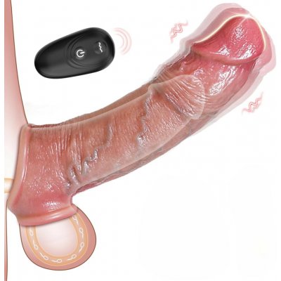 SuperLove Super Realistic Vibrating Penis Liquid Silicone Extender with Remote – Zboží Dáma