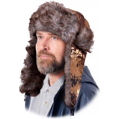RAW beranice s umělou kožešinou maskáčový vzor camouflage brown – Sleviste.cz