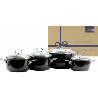 BELIS Smaltovaná sada nádobí 8dílná PREMIUM černá 19618-004000N5 – Sleviste.cz