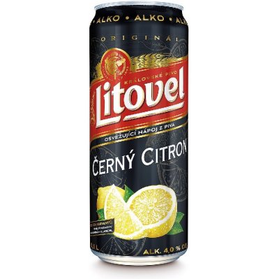 Litovel černý citron ALKO 4% 0,5 l (plech)