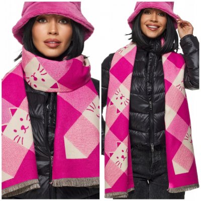 Fashionweek dámský šátek zimní dlouhá šála KARR308 Růžovy – Zboží Dáma