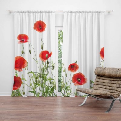 Sablio Zatemňovací závěs Vlčí máky: 2ks 140x250cm – Sleviste.cz