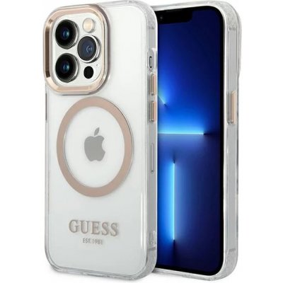 Pouzdro Guess iPhone 14 Pro Max Metal Outline Magsafe zlaté – Zboží Mobilmania