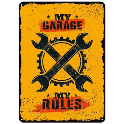 Plechová retro US cedule Rocka My Garage My Rules II. – Hledejceny.cz