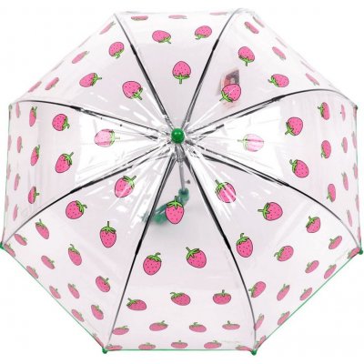Dětský průhledný vystřelovací deštník jahoda zelená – Zbozi.Blesk.cz