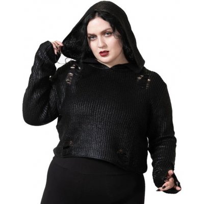 Killstar svetr High Moon Foil Knit Crop černá – Zboží Mobilmania