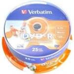 Verbatim DVD-R 4,7GB 16x, AZO, printable, spindle, 25ks (43538) – Zboží Živě