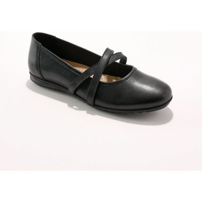Kožené baleríny s pružnými pásky černá – Zboží Mobilmania