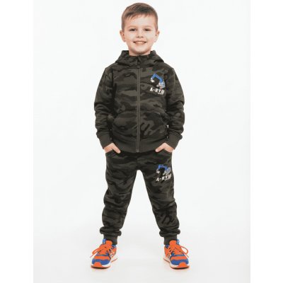 Kugo dětská maskáčová tepláková souprava zelený maskáč/modrý bagr – Sleviste.cz