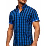 Bolf 4508 pánská kostkovaná košile s kratkým rukávem černo-modrá