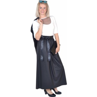 Řasená maxi sukně FEMI černá koženka