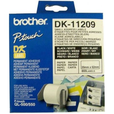 Samolepicí štítky Brother QL - DK-11209, 29 x 62 mm, papírové, s černým tiskem, bílé – Hledejceny.cz