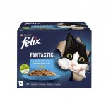 Felix Fantastic s lososem platýsem tuňákem a treskou v želé 12 x 85 g – Sleviste.cz